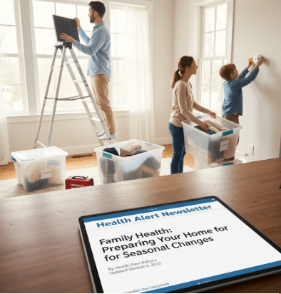 Family preparing their living room for a new season